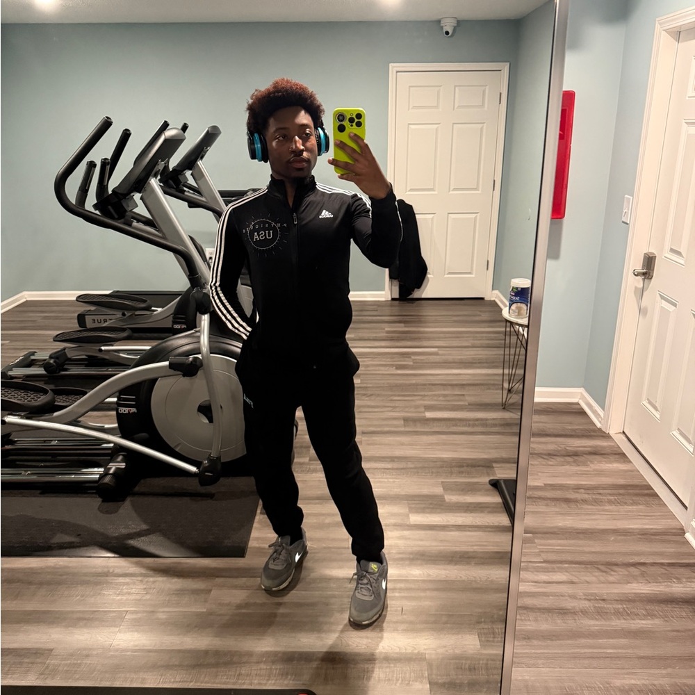 Adidas Women's Black Bomber Jacket with White Stripes - Picture 6 of 6